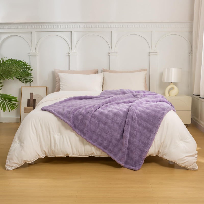 YUSOKI Luxury 3D Bubble Throw Blanket 2lb,All Ages,Home Decoration, (Lilac Purple,50 * 60inches) - Image 4
